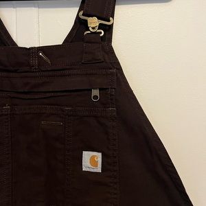Brown Carhartt Rugged Flex Canvas Bib Overall